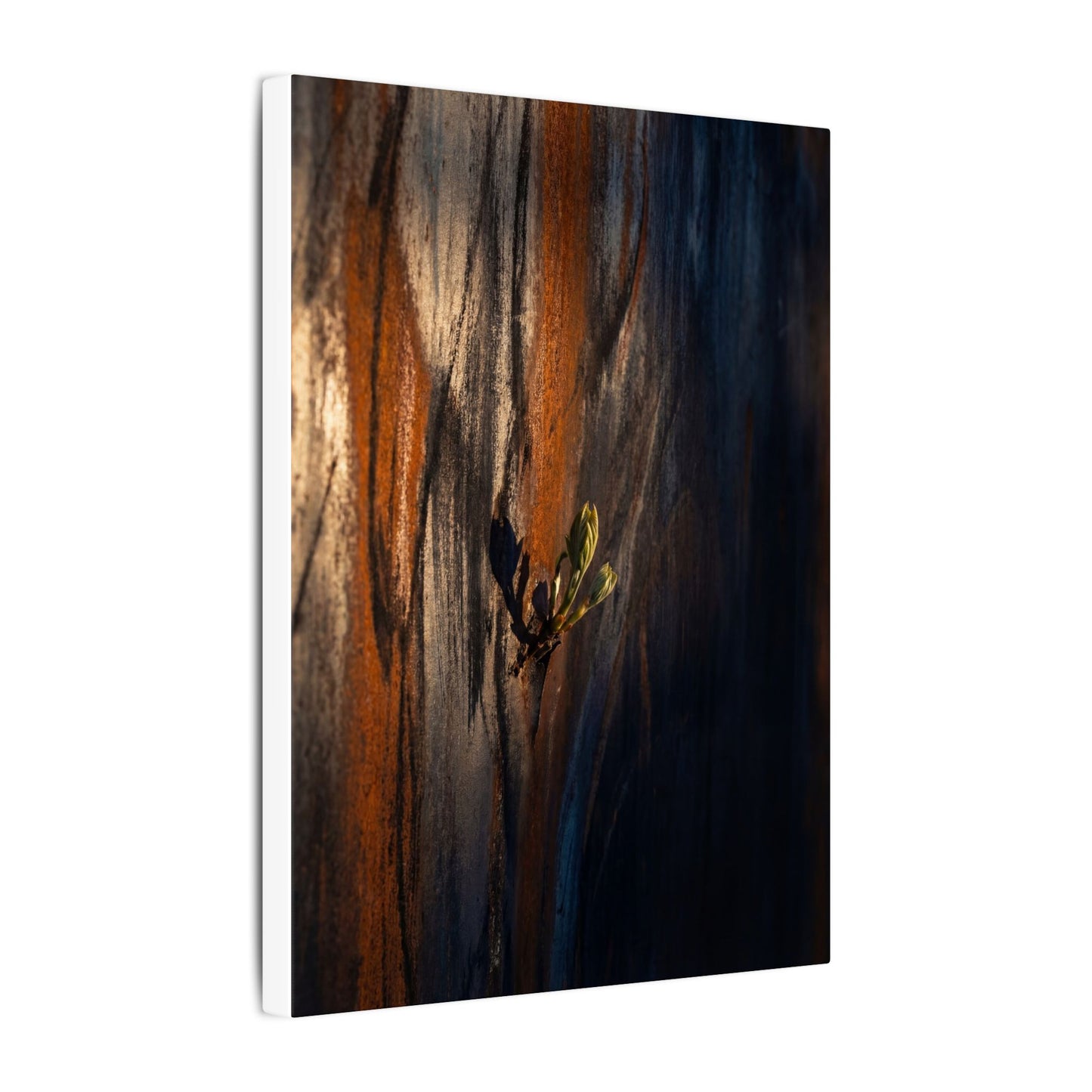 Rust Patina Charcoal Ink Canvas Art | Moody Dark Japandi Art