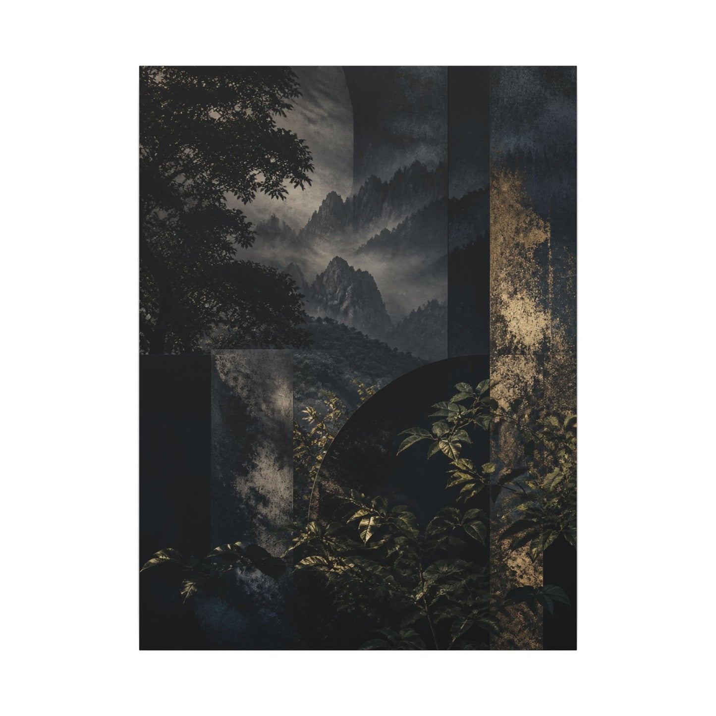 Mountain Mist Summer Canvas Art | Dark Japandi Atmospheric Design