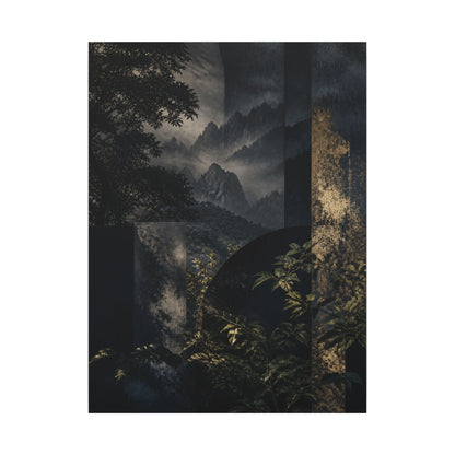 Mountain Mist Summer Canvas Art | Dark Japandi Atmospheric Design