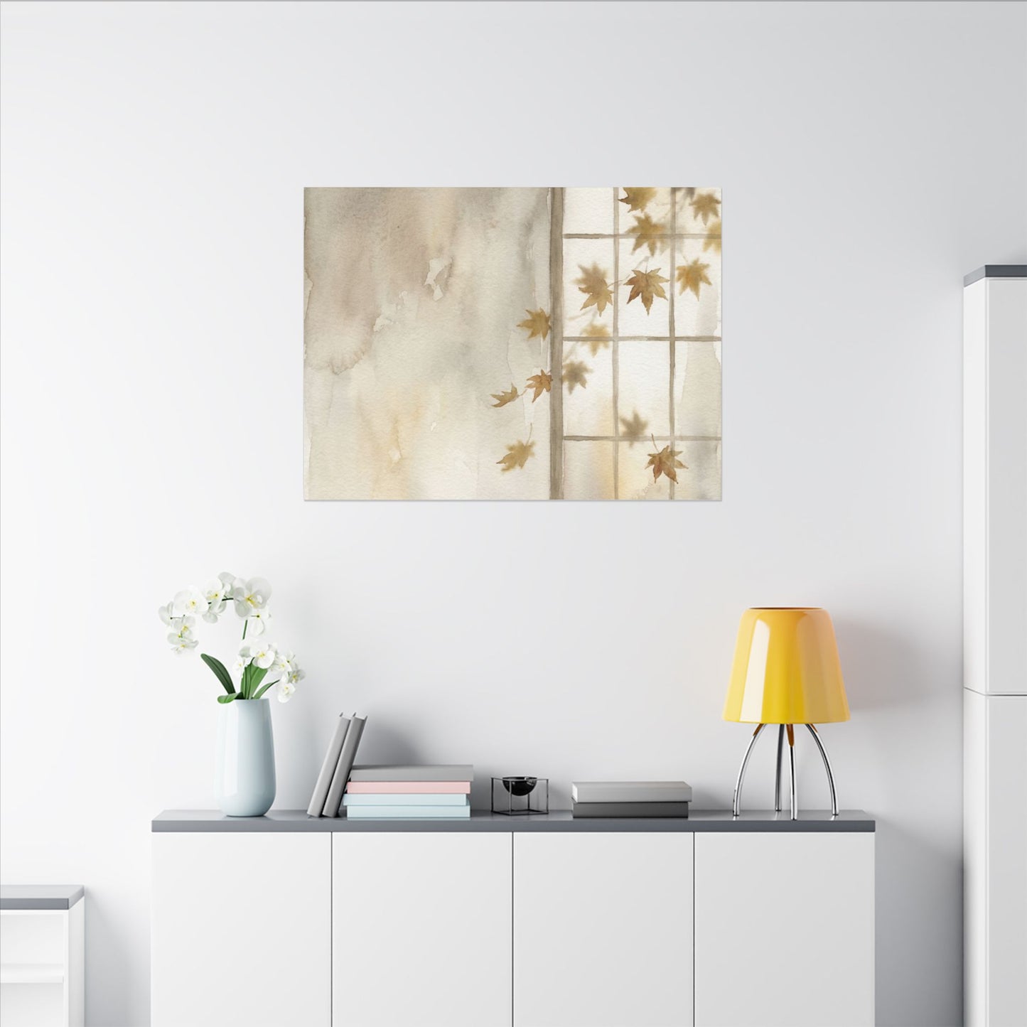 Warm Shoji Screen Canvas Art - Watercolor Japandi