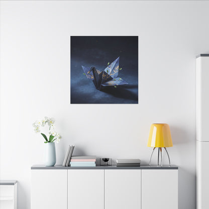 Kintsugi Paper Fold in Moonlight | Crackle Gold Canvas Art