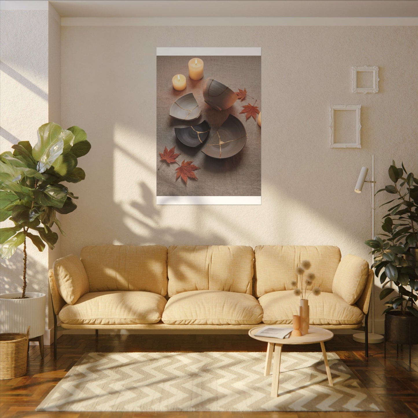 Candlelight Broken Pottery Canvas Art - Japandi Ma