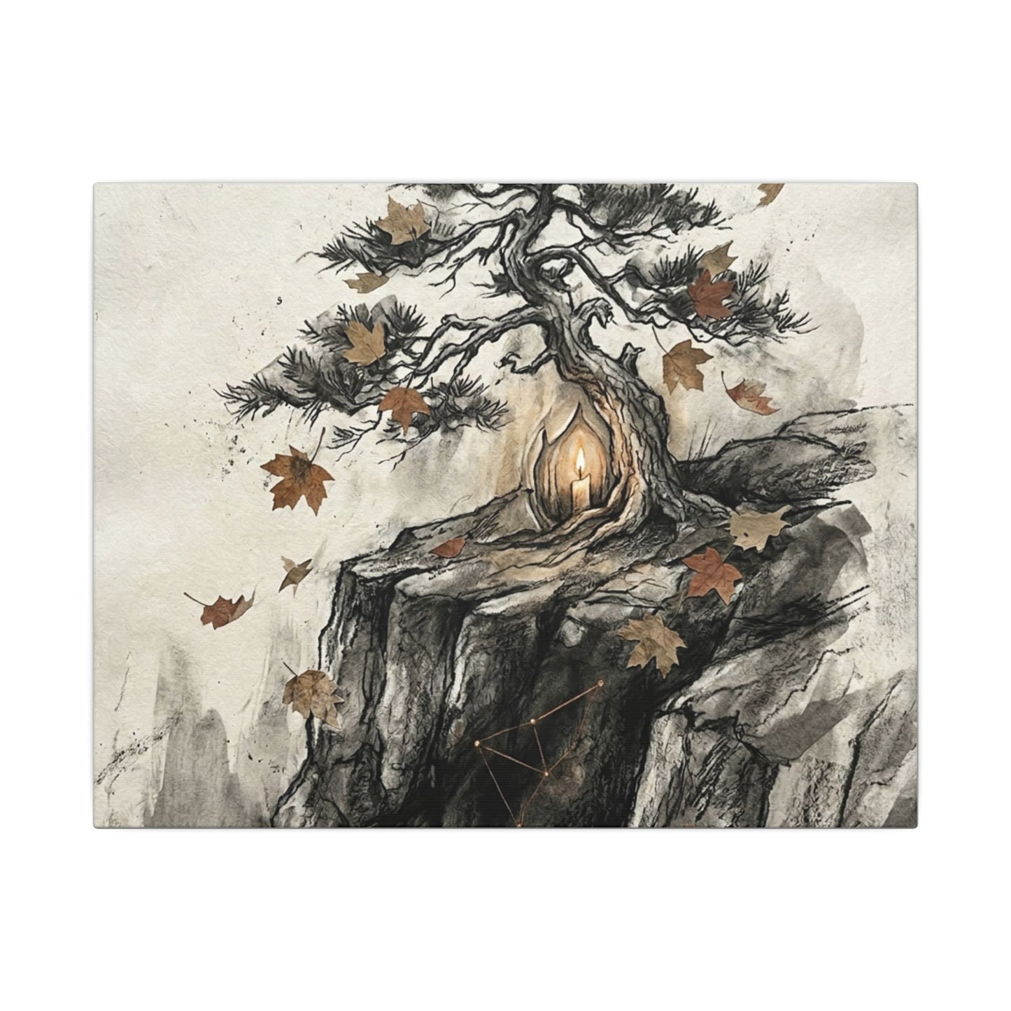 Pine Tree Autumn Canvas Art | Japandi Earthy Design