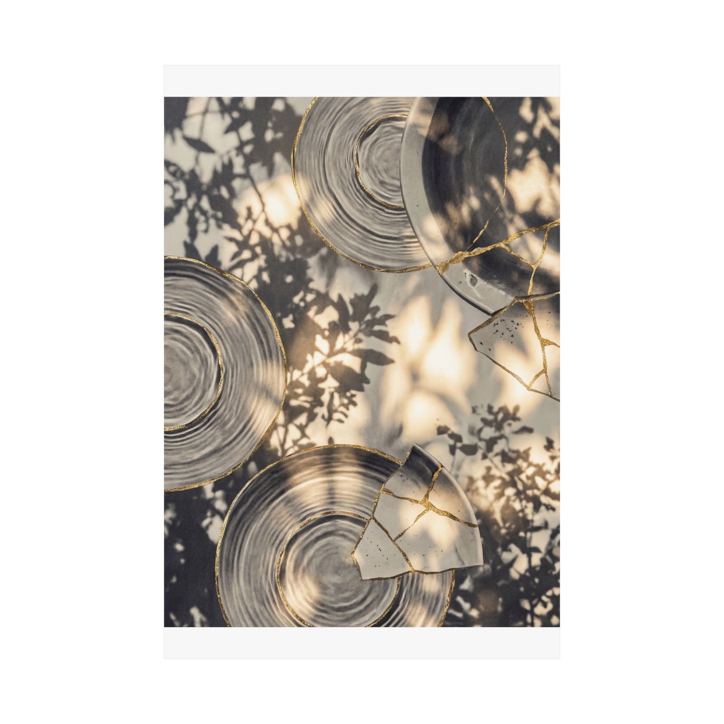 Water Ripple Wall Art Print | Summer Kintsugi Gold Vein Art