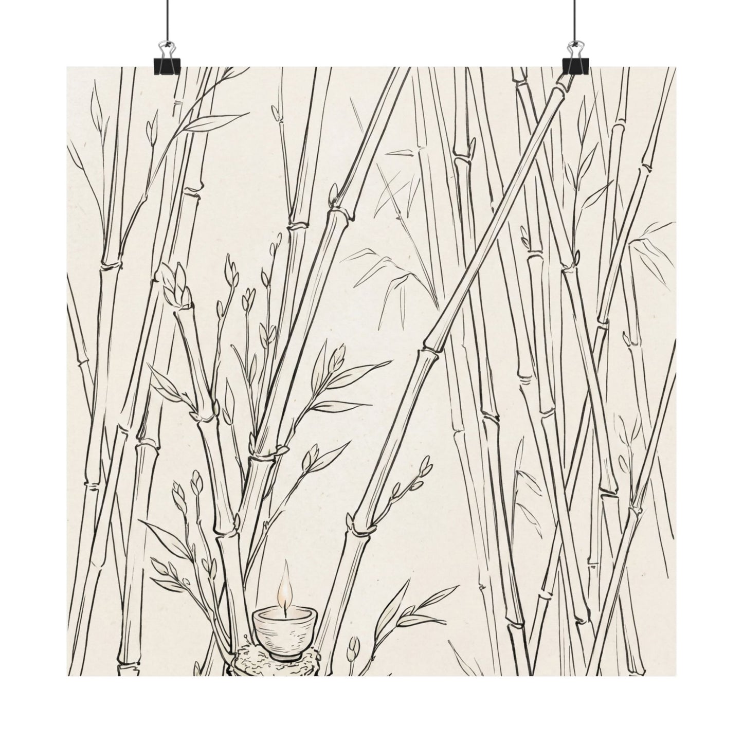 Bamboo Grove Wall Art Print | Spring Japandi Minimal Line Art