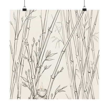 Bamboo Grove Wall Art Print | Spring Japandi Minimal Line Art
