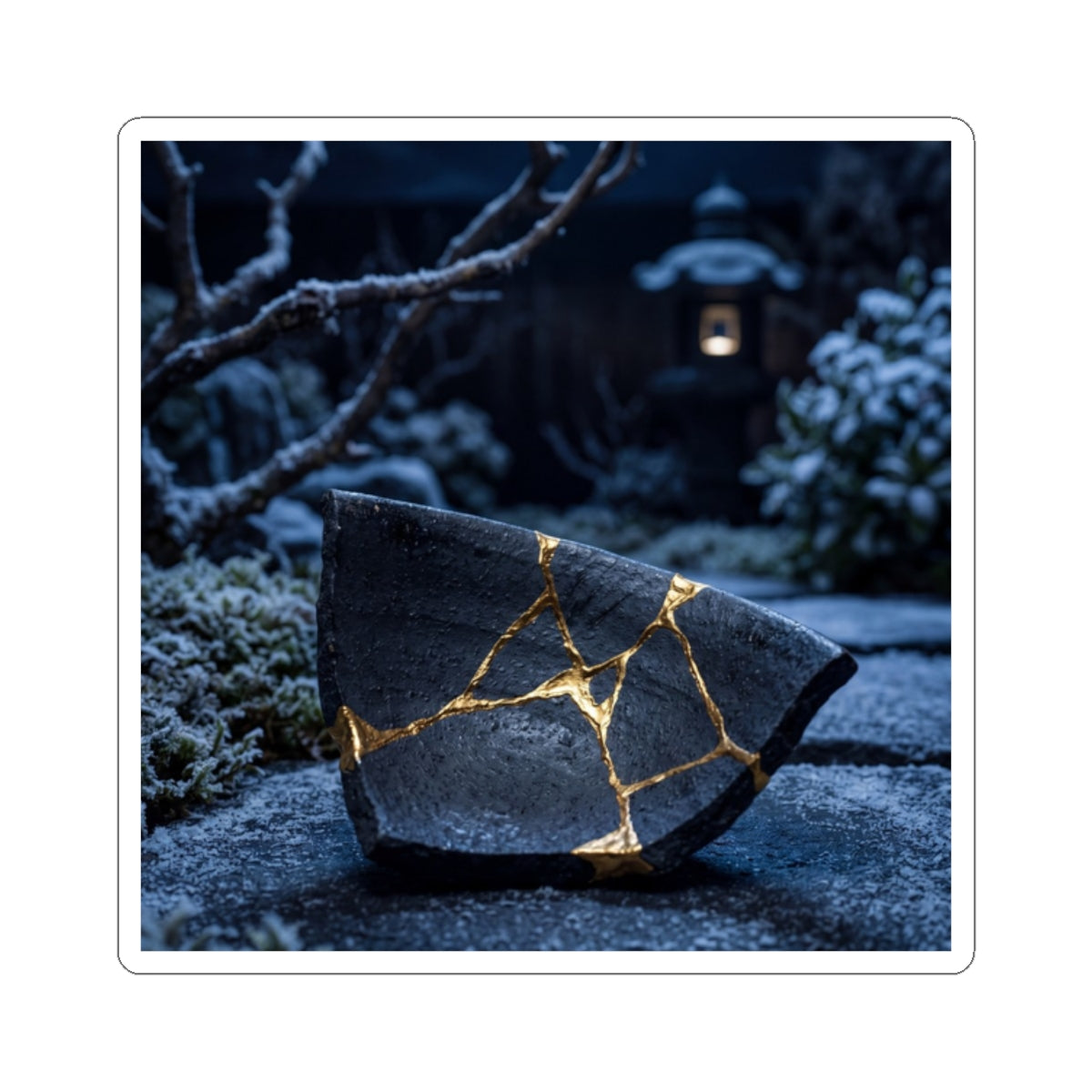 Kintsugi Moonlit Garden in Moonlight | Gold Repair Sticker