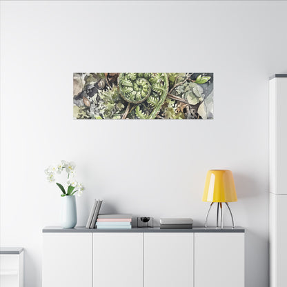 Fern Unfurling Spring Canvas Art | Japandi Neutral Design