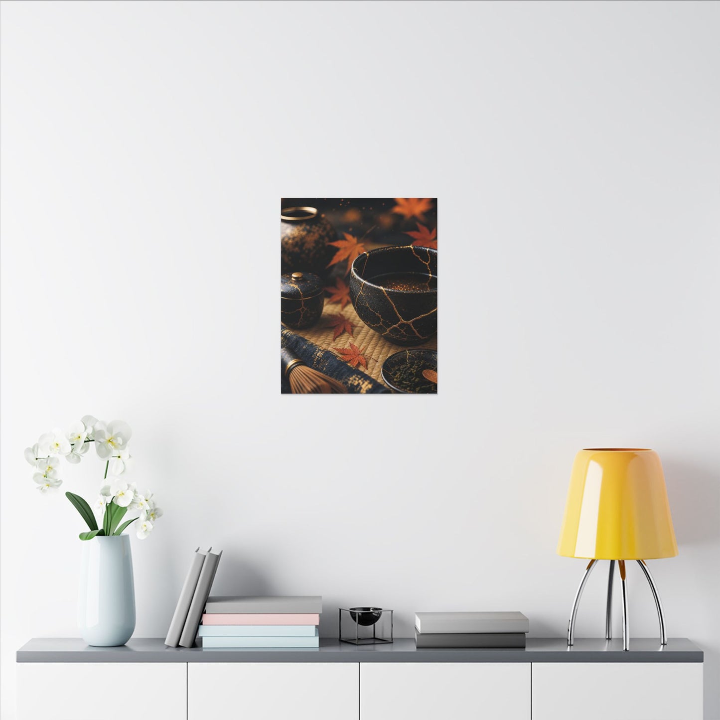 Seijaku Tea Ceremony Canvas Art - Kintsugi Gold Repair
