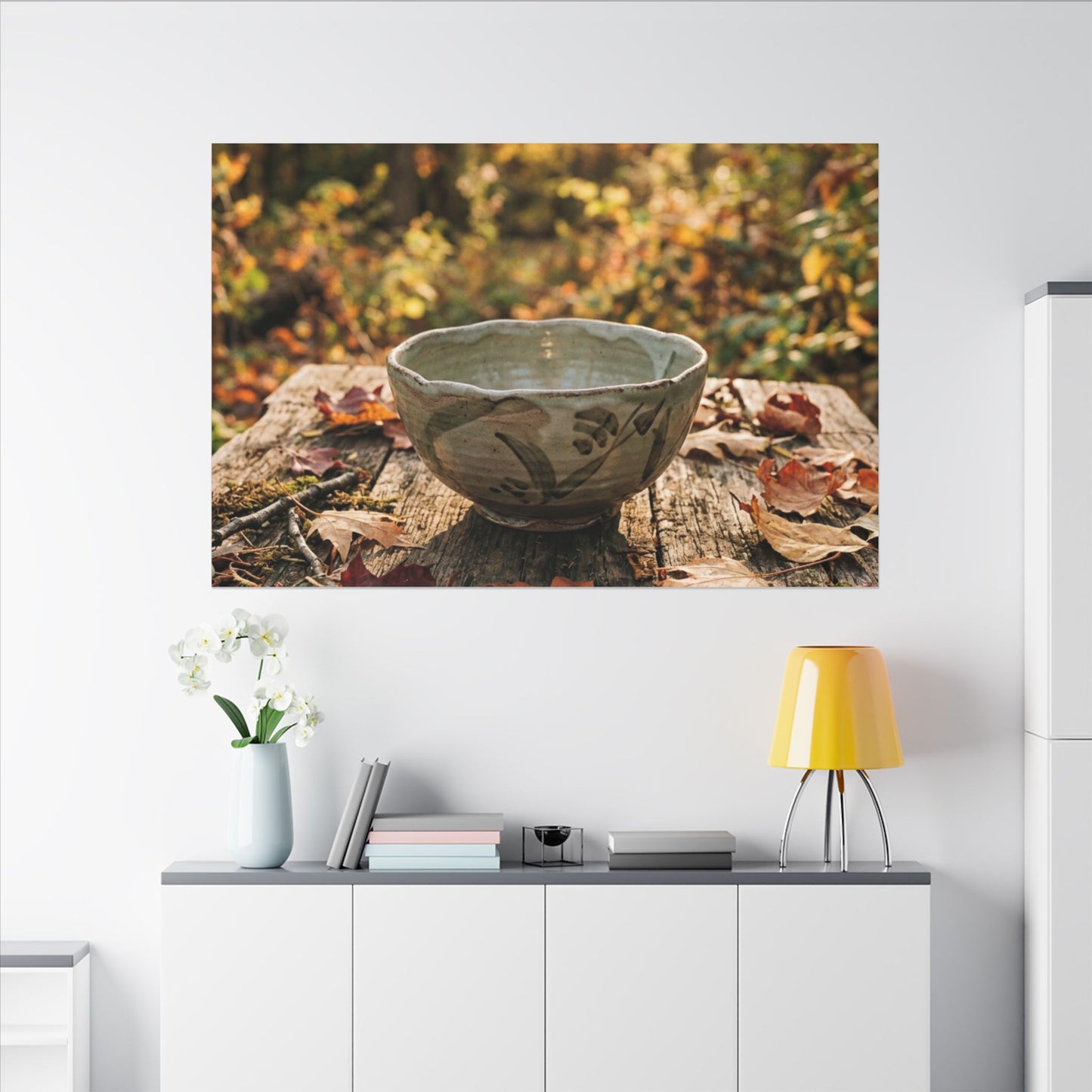 Golden Hour Ceramic Bowl Canvas Art - Japandi Fukinsei