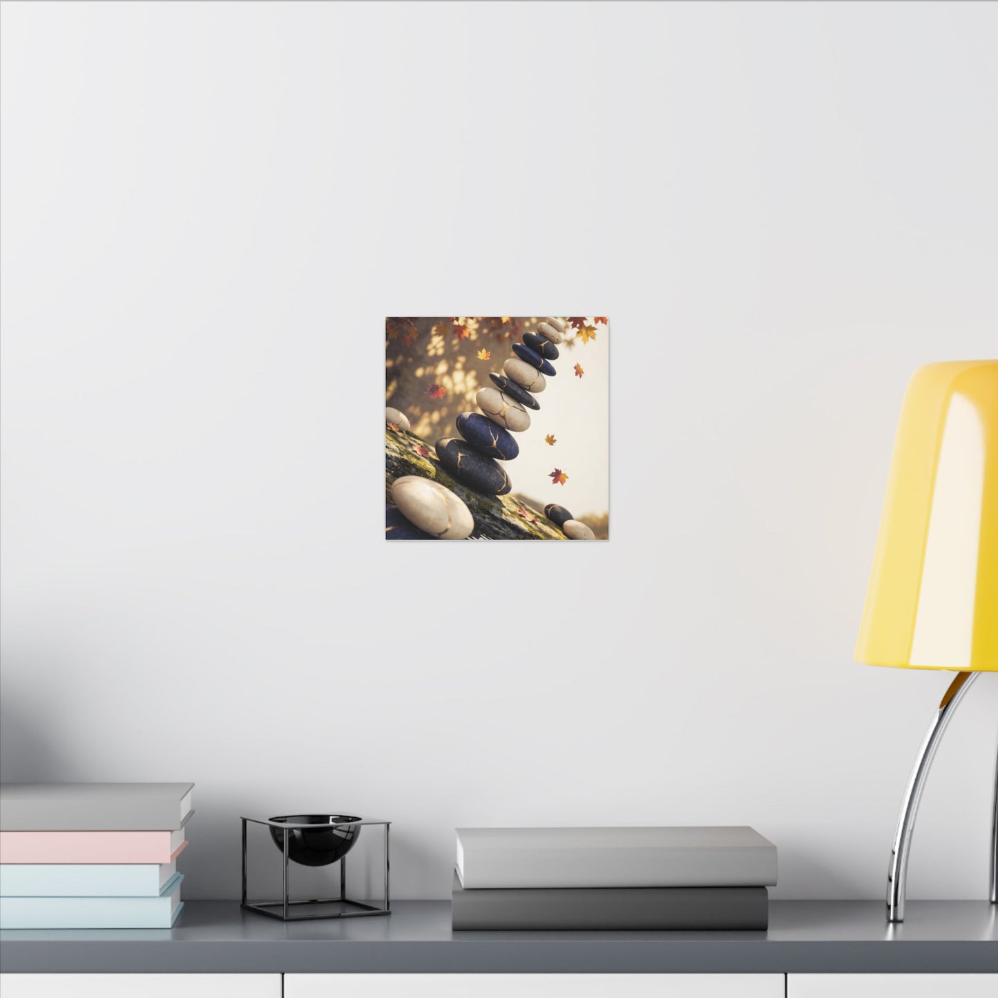 Ma River Stones Canvas Art - Kintsugi Gold Vein