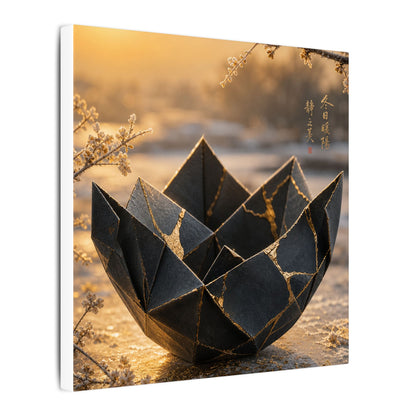 Kintsugi Paper Fold in Golden Hour | Gold Repair Canvas Art
