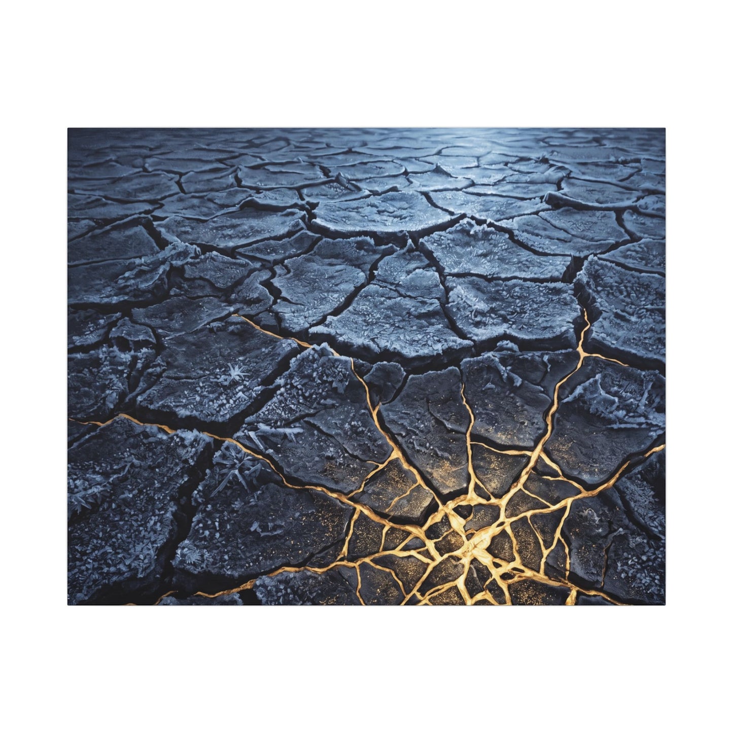 Moonlight Cracked Earth Canvas Art - Kintsugi Mono No Aware