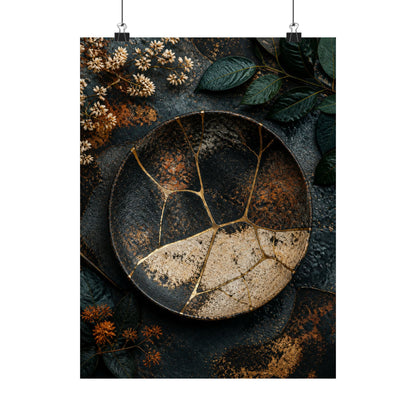 Kintsugi Rust Patina in Dawn | Gold Repair Wall Art Print