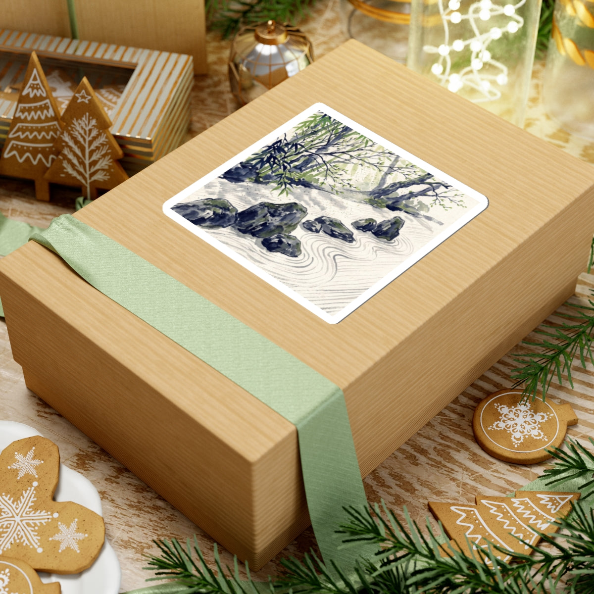 Rock Garden Sticker | Spring Zen Sumi E Art