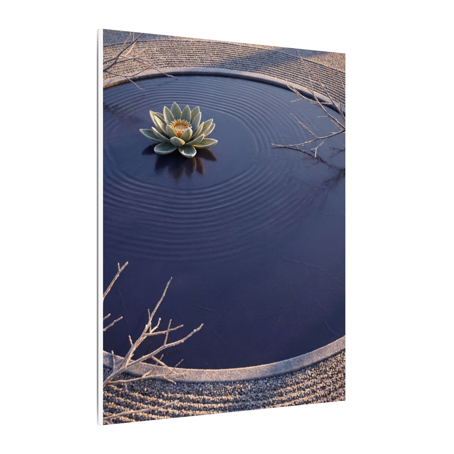 Lotus Flower Canvas Art | Winter Zen Karesansui Art