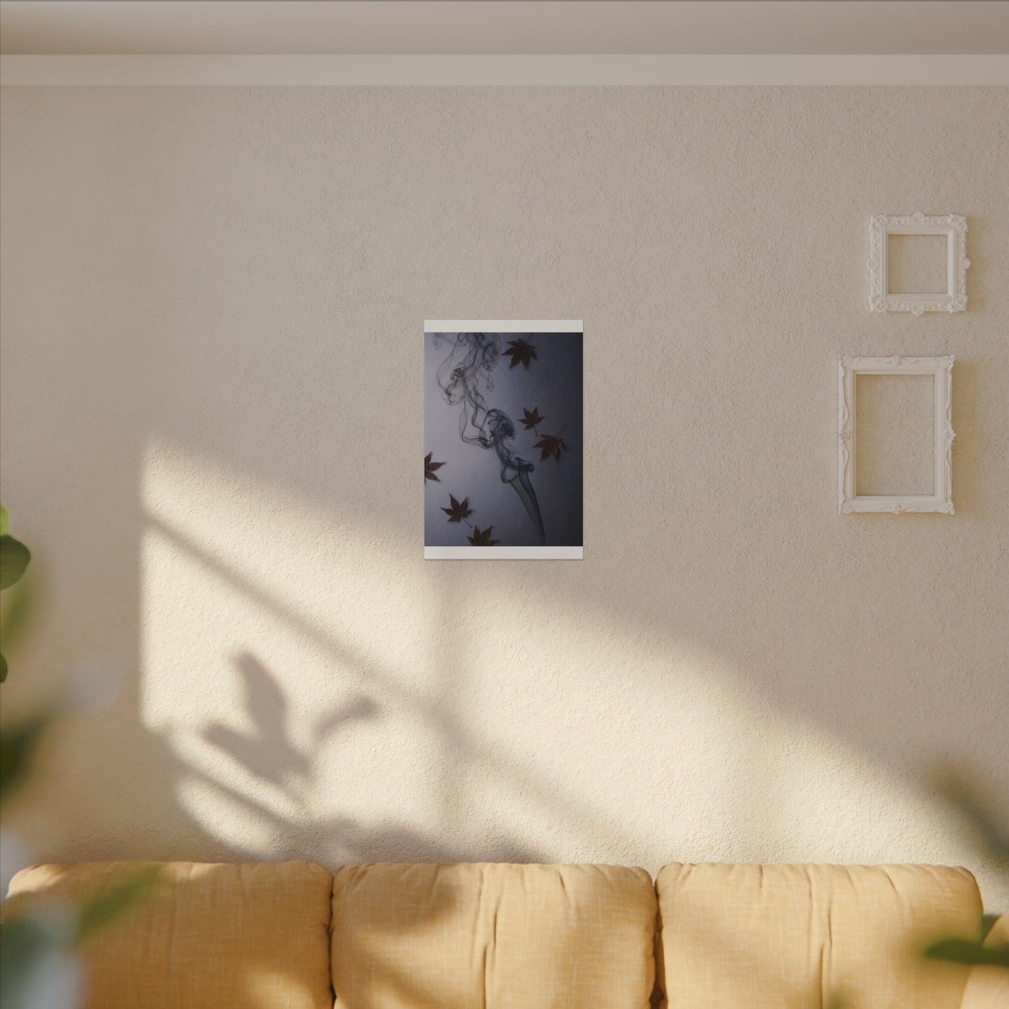 Dark Japandi Incense Smoke in Dawn | Moody Minimal Canvas Art
