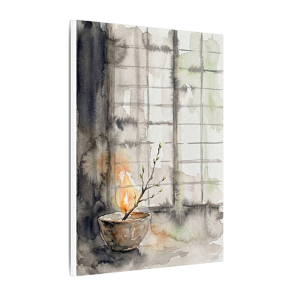 Shoji Screen Canvas Art | Spring Japandi Watercolor Art
