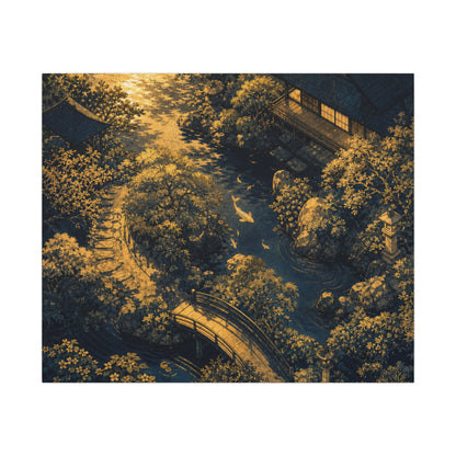 Contemplative Moonlit Garden Canvas Art - Ukiyo E Inspired Zen
