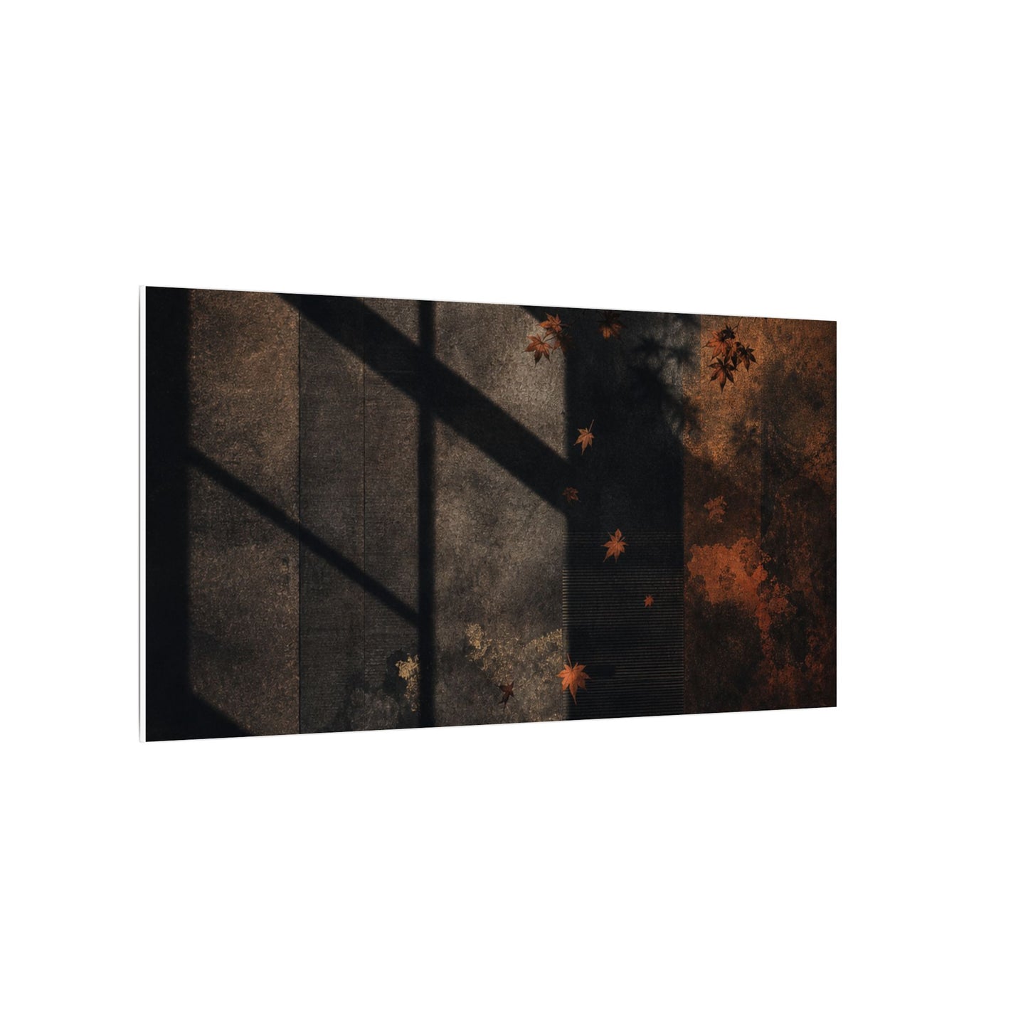 Sophisticated Shadow Play Canvas Art - Dark Texture Dark Japandi