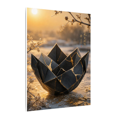 Kintsugi Paper Fold in Golden Hour | Gold Repair Canvas Art