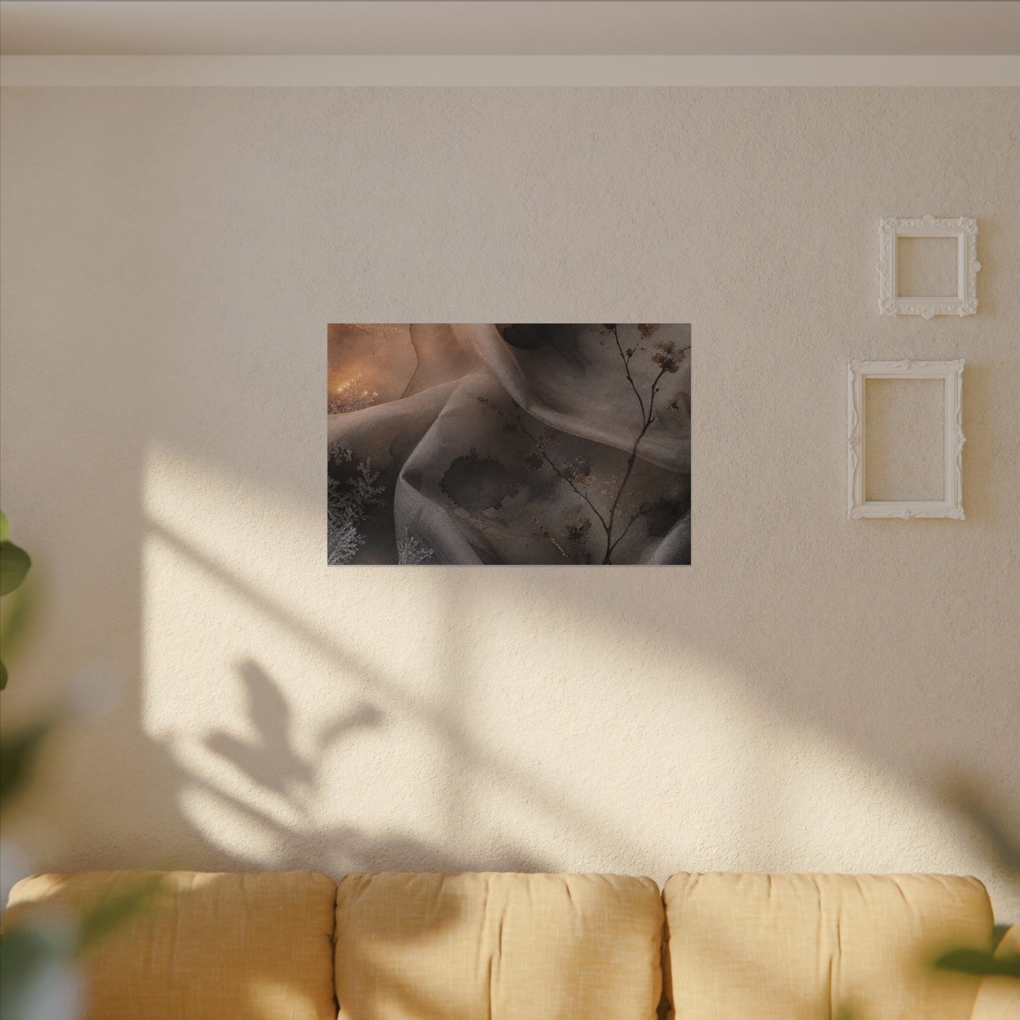 Japandi Silk Drape in Candlelight | Watercolor Canvas Art
