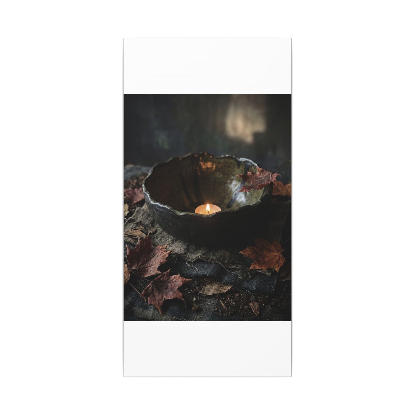 Candlelight Ceramic Bowl Canvas Art - Dark Japandi Kanso