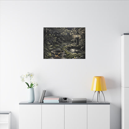 Kintsugi Moonlit Garden in Dappled | Gold Repair Canvas Art