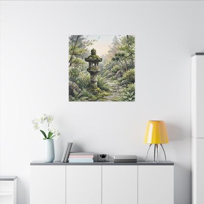Neutral Stone Lantern Canvas Art - Watercolor Japandi