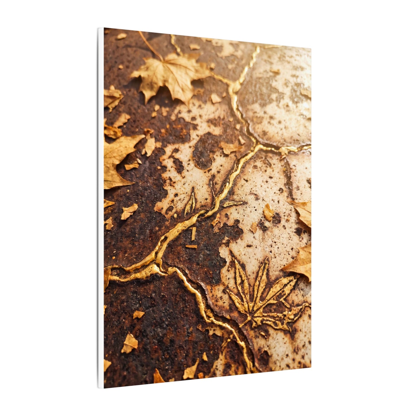 Kintsugi Rust Patina in Golden Hour | Gold Vein Canvas Art