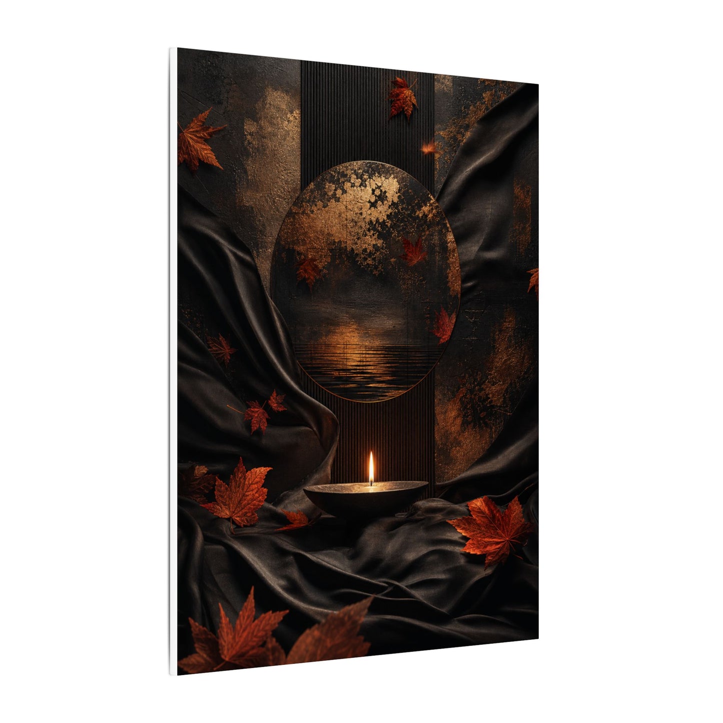 Silk Drape Autumn Canvas Art | Dark Japandi Moody Design