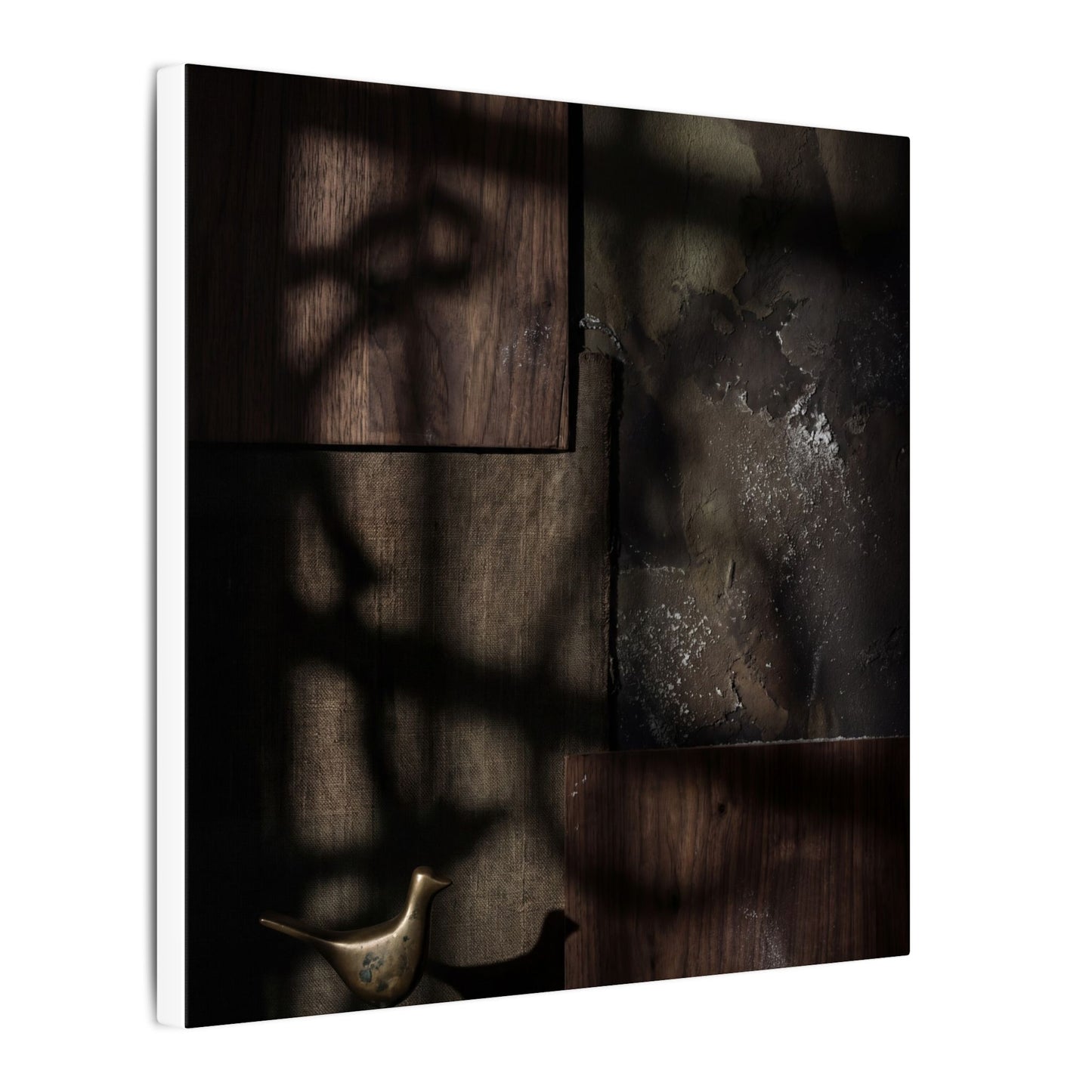 Dark Japandi Shadow Play in Candlelight | Dark Texture Canvas Art