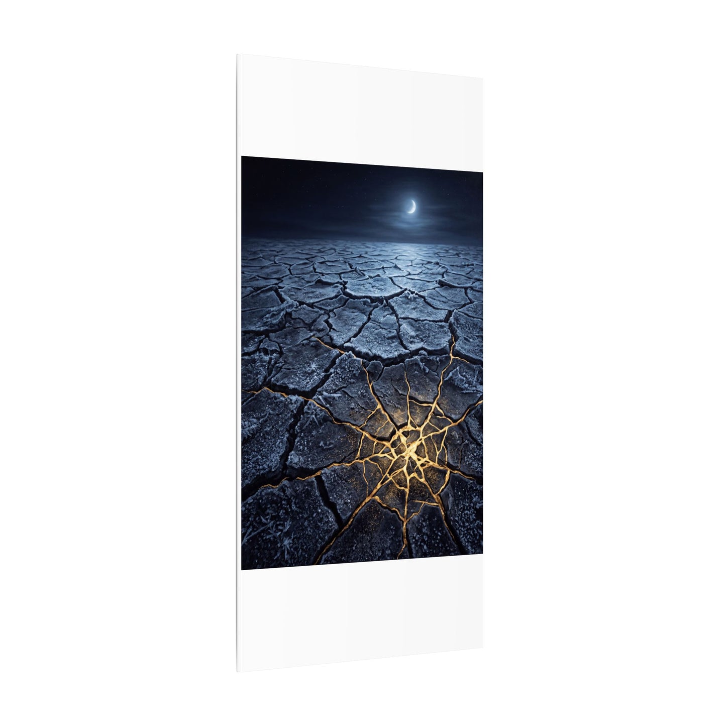 Moonlight Cracked Earth Canvas Art - Kintsugi Mono No Aware