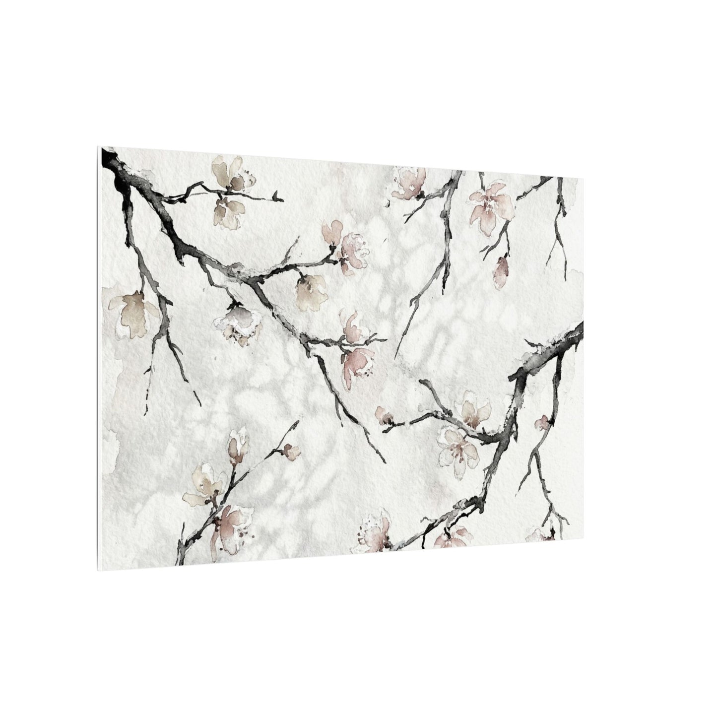 Cherry Blossom Canvas Art | Winter Japandi Watercolor Art