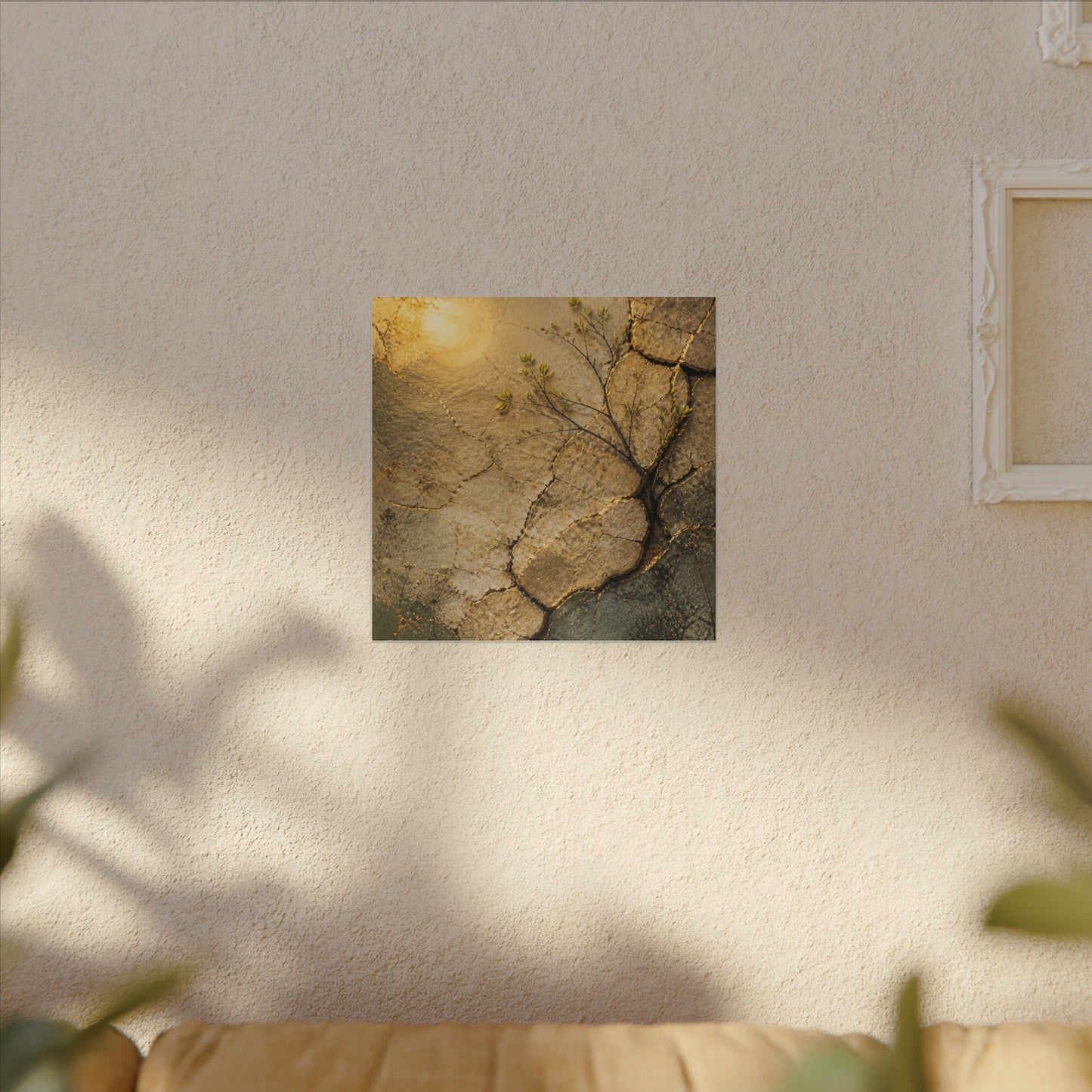 Cracked Earth Spring Canvas Art | Japandi Warm Design