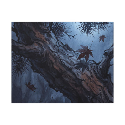 Atmospheric Pine Tree Canvas Art - Shadow Zen Dark Japandi