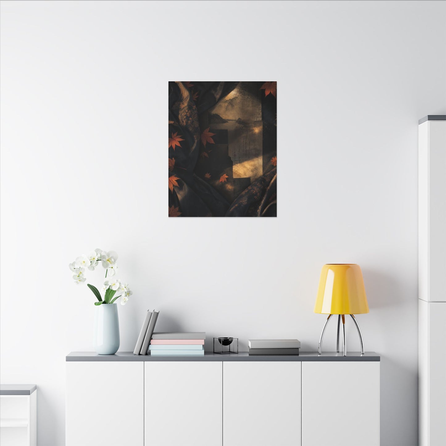 Autumn Silk Drape Shadow Zen Canvas Art | Bold Decor