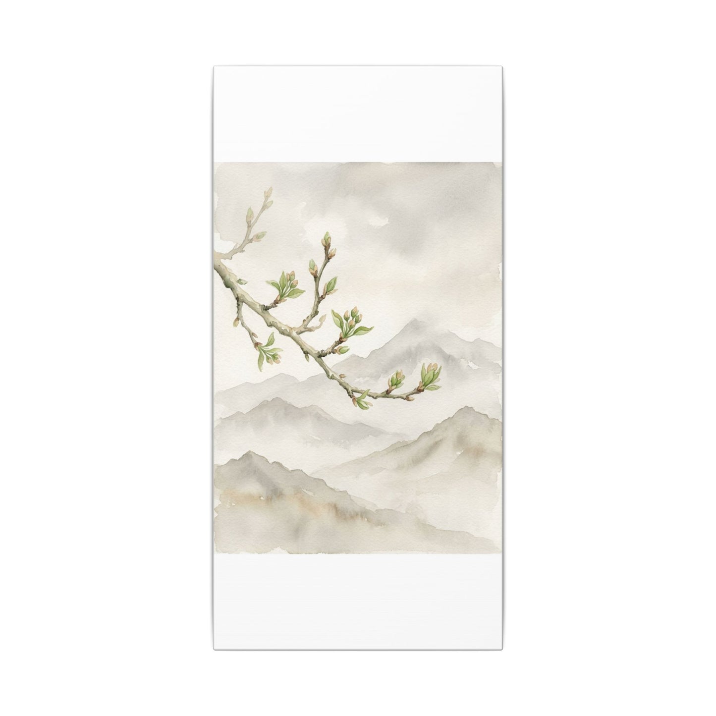 Spring Mountain Mist Watercolor Canvas Art | Cozy Decor