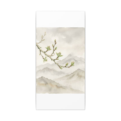 Spring Mountain Mist Watercolor Canvas Art | Cozy Decor