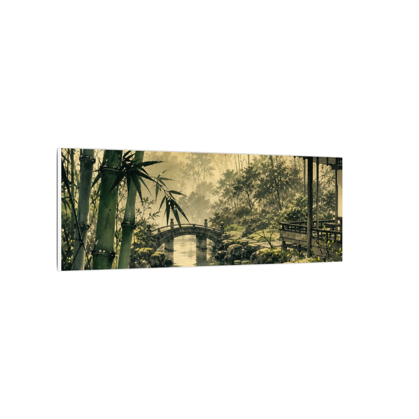 Moonlit Garden Sumi E Canvas Art | Calm Zen Art