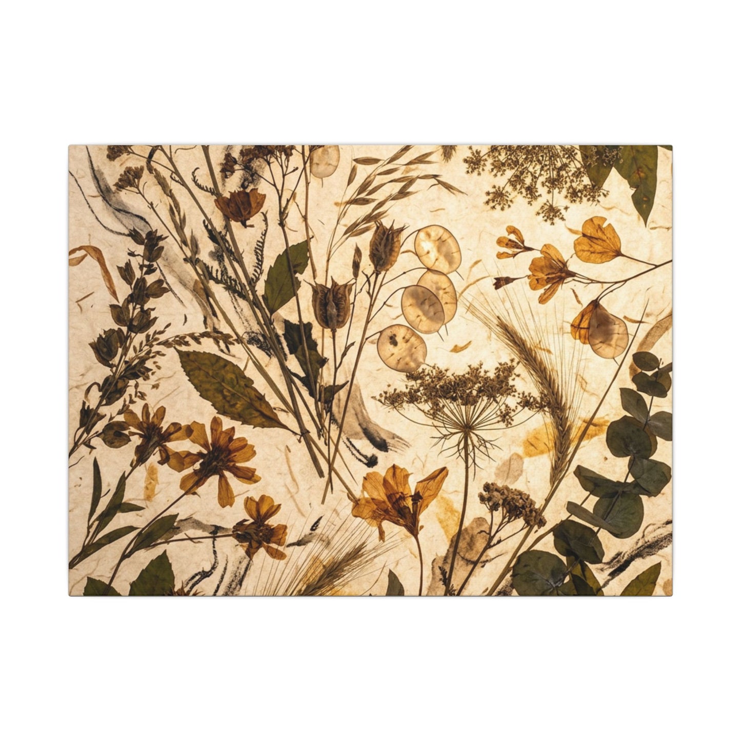 Dried Flowers Summer Canvas Art | Japandi Neutral Design