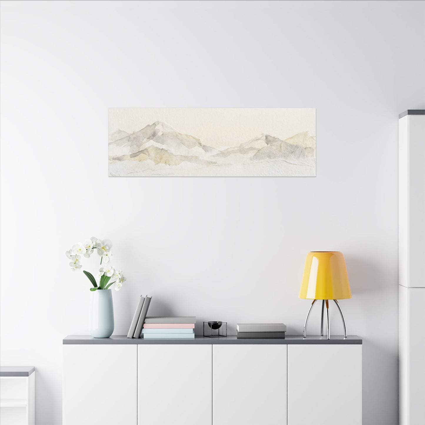 Mountain Mist Winter Canvas Art | Japandi Warm Design