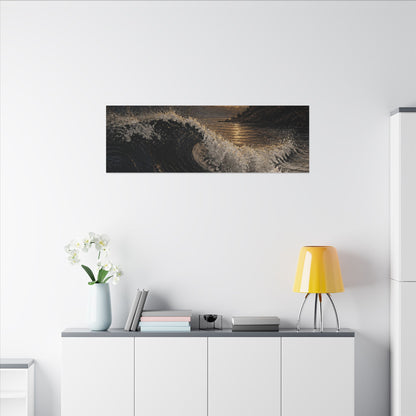 Ocean Wave Dark Texture Canvas Art | Bold Dark Japandi Art