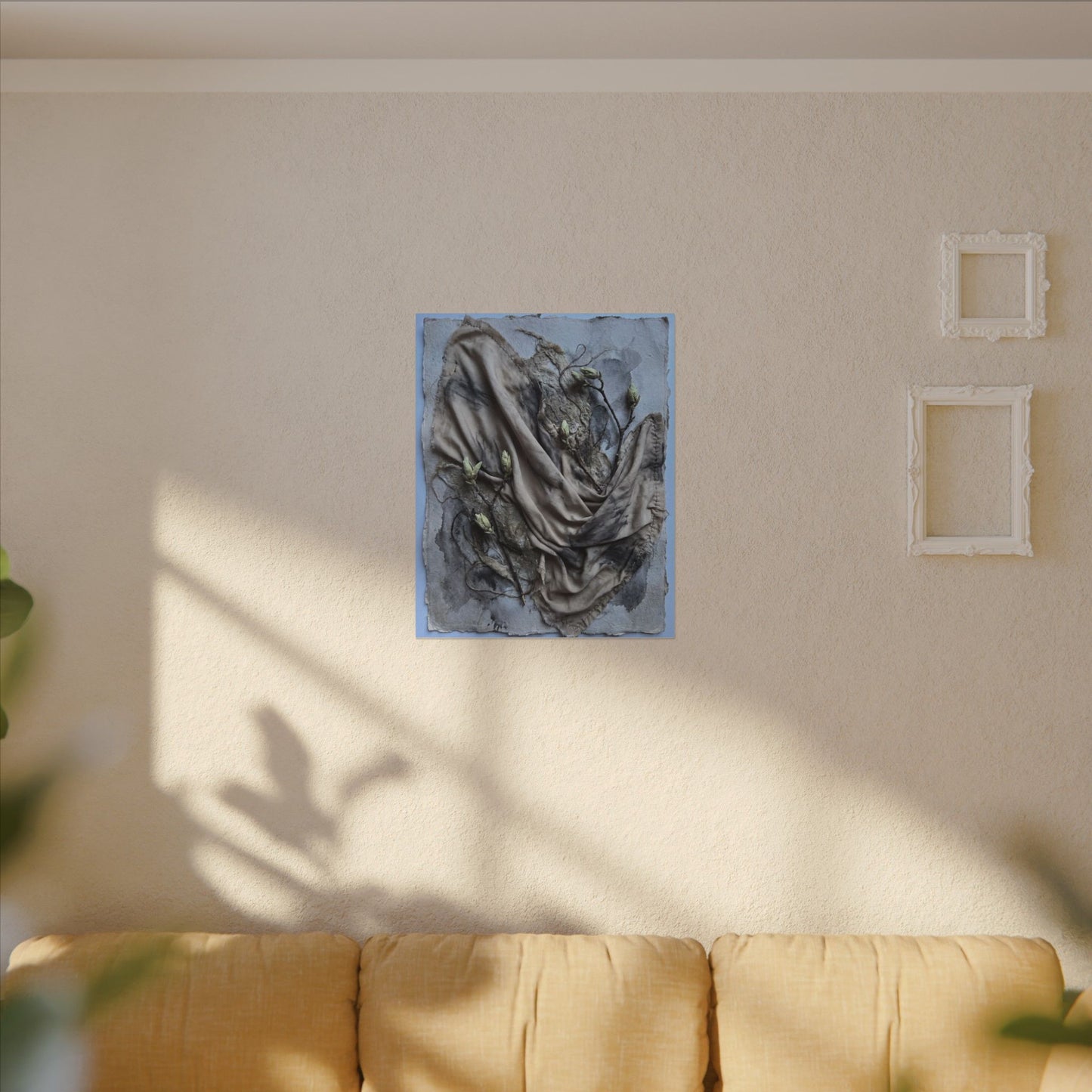 Japandi Silk Drape in Moonlight | Texture Canvas Art