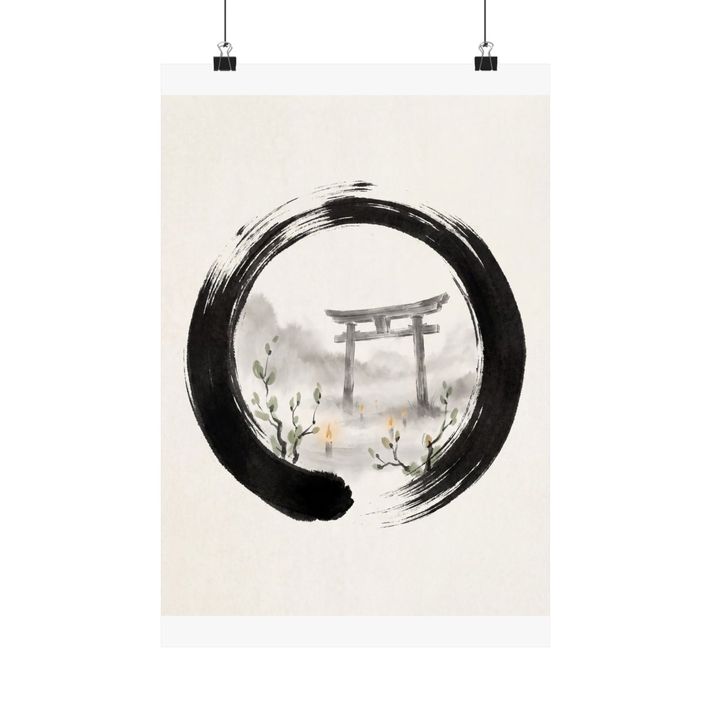 Spring Torii Gate Enso Wall Art Print | Calm Decor Art Print
