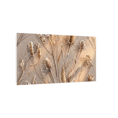 Japandi Dried Flowers in Golden Hour | Watercolor Canvas Art