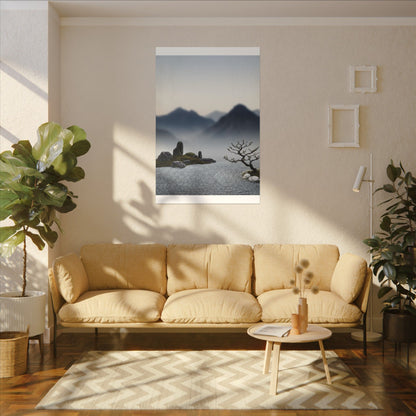 Mountain Mist Karesansui Canvas Art | Contemplative Zen Art