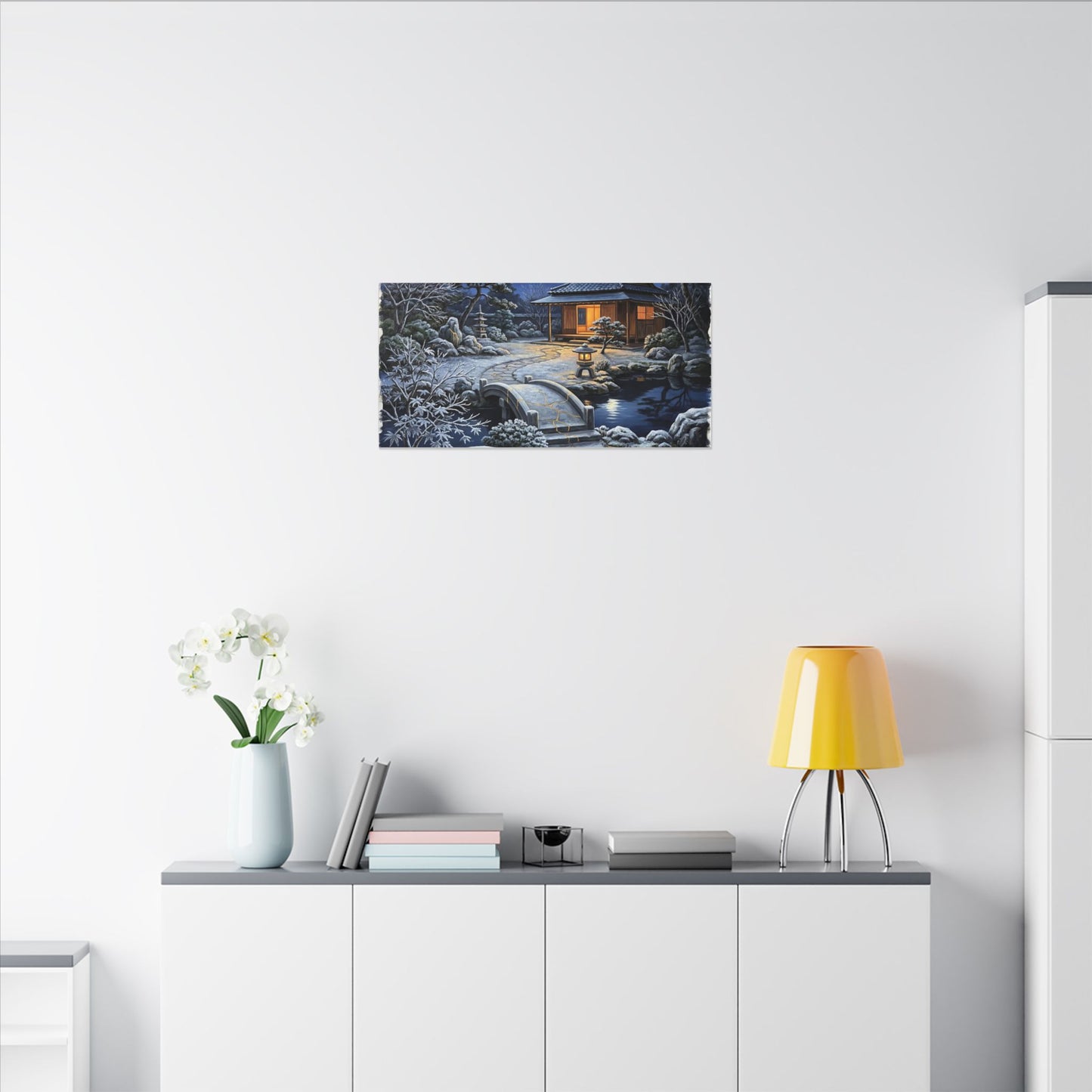 Moonlit Garden Winter Canvas Art | Kintsugi Artful Design