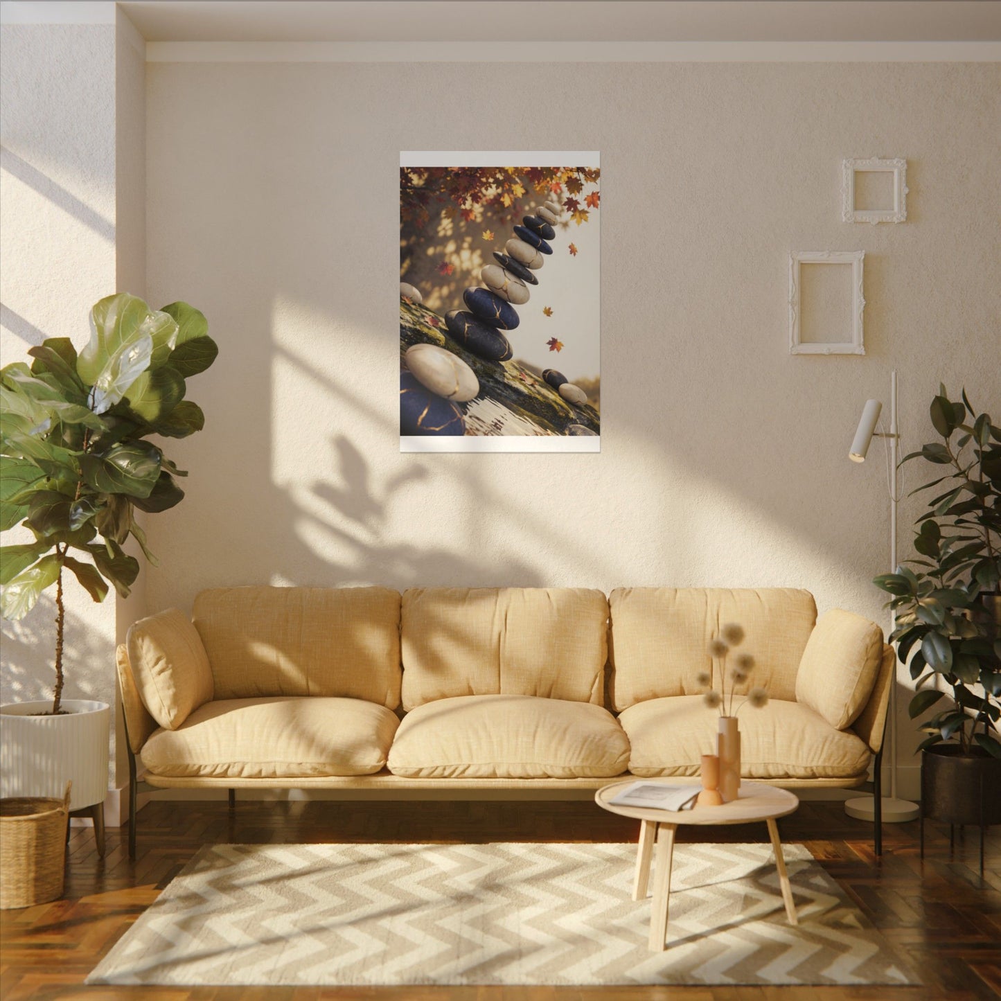 Ma River Stones Canvas Art - Kintsugi Gold Vein