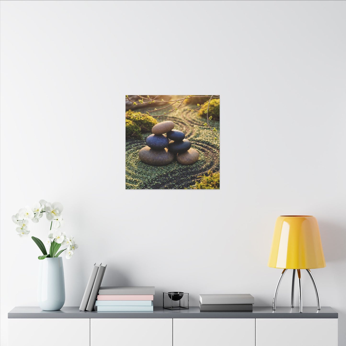 Zen River Stones in Golden Hour | Karesansui Canvas Art